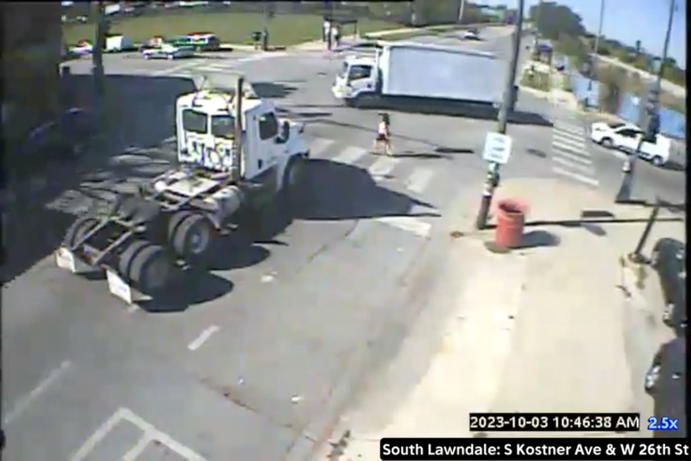 screenshot of video recording of vehicle movement captured by special cameras designed to analyze and collect truck traffic data for this project
